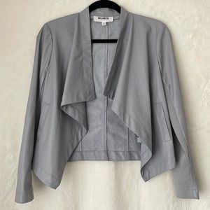BB Dakota Womens Faux Leather Open Gray Blazer Jacket Size S